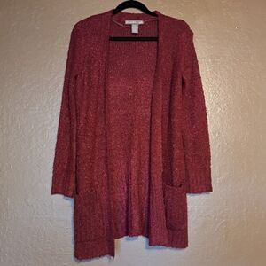 Alexandra + Oak Cozy Fall Burgundy Open-Front Cardigan Size Small